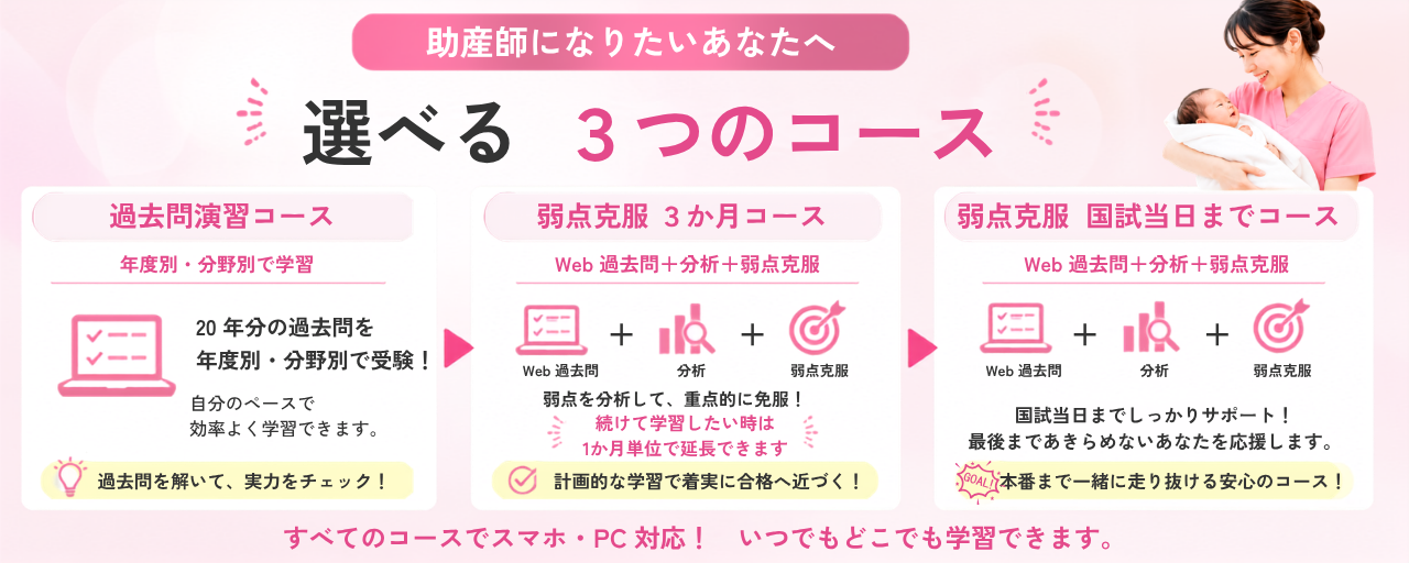 助産師国家試験Web講座のコース一覧